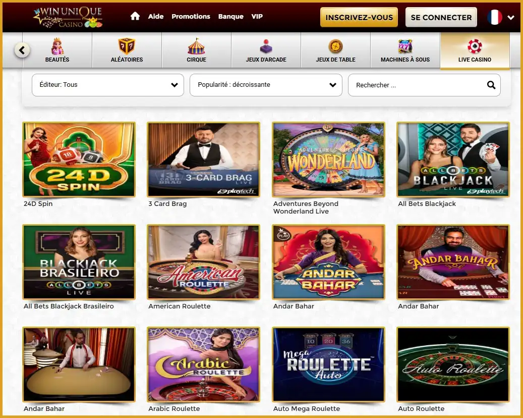 Casino en direct Unique Casino